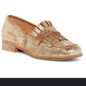 Seychelles Gold Fleck Antiqued Loafer with Fringe Detail 8.5
